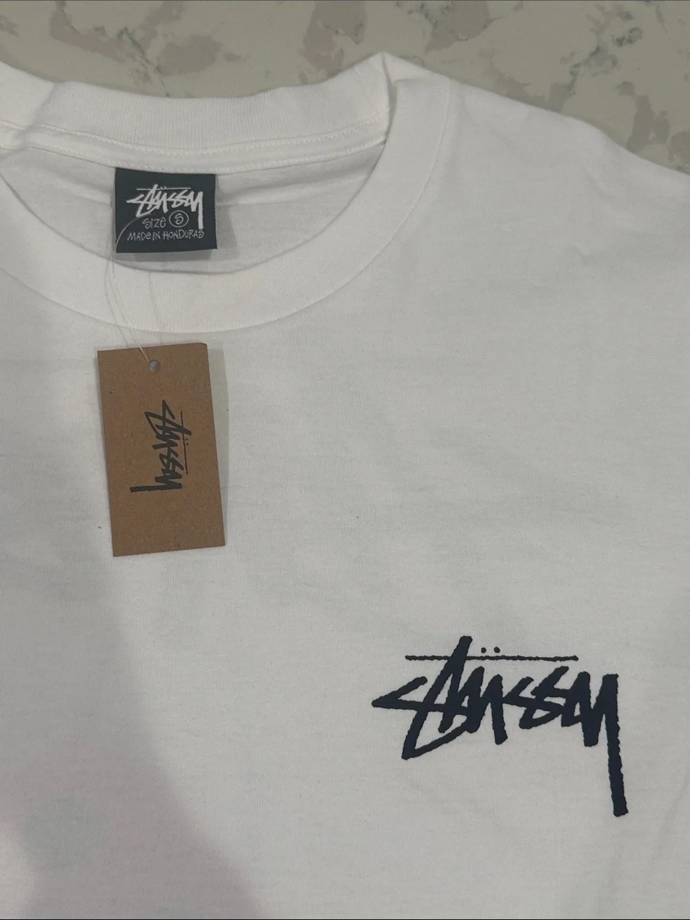 Stussy White Fuzzy Dice Tee NWT - Picture 3 of 5